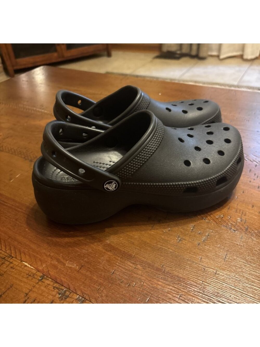 Black Platform Croc Clogs Ladies Size 8